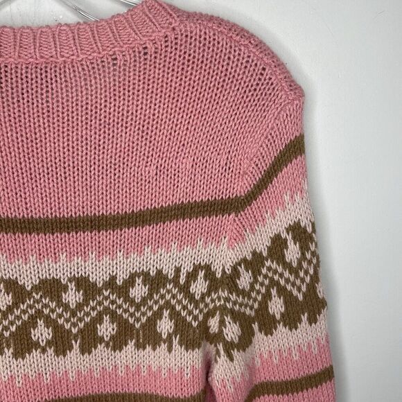 A.P.C. Sweater Women XS Elizabeth Fair Isle Pullover Pink Alpaca Blend - Picture 8 of 11